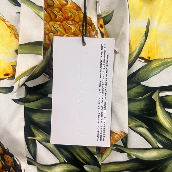 OSCAR DE LA RENTA WOMEN'S PINEAPPLE-PRINT COTTON MIDI DRESS IN MULTI - Picture 5 of 7